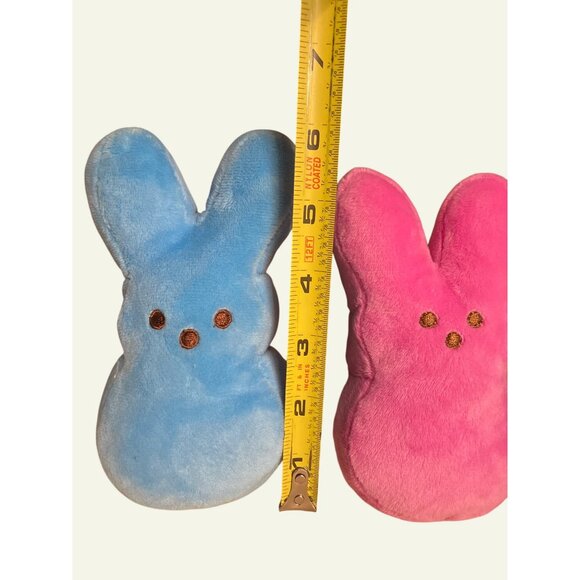 Plush Peeps Bunny Set Blue  Pink 6" Tall Soft Polyester Kids Toy Or Decor - Picture 4 of 8